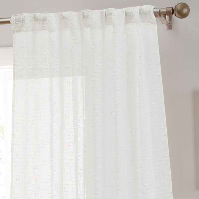 HLC.ME Emily Faux Linen Semi Sheer Light Filtering Back Tab Pocket Lightweight Window Curtains Drapery, 2 Panels - White, 54 W x 84 L