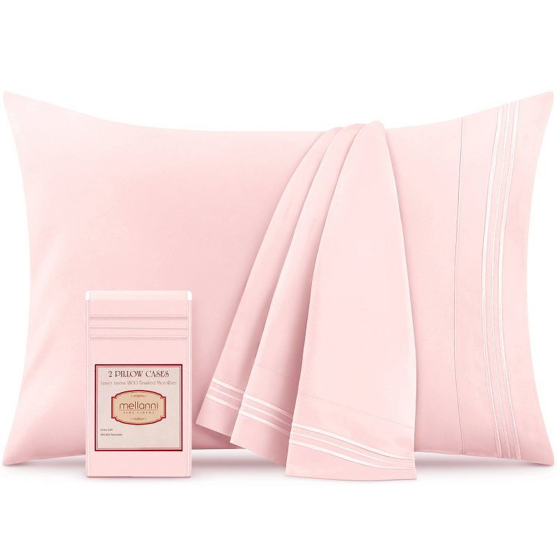 Mellanni Brushed Microfiber Pillowcase Set of 2, King, Blush Pink