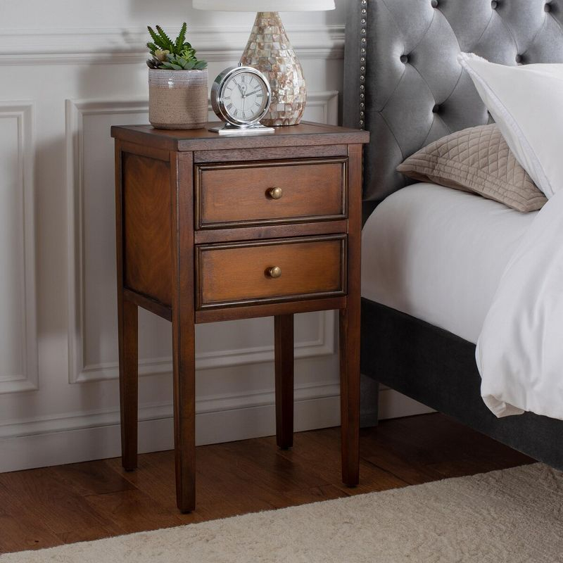 Toby Accent Table With Storage Drawers - AMH6625F - Brown - Safavieh Couture