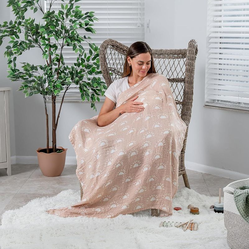 Muslin Swaddle Blankets Neutral Receiving Blanket for Boys and Girls by Comfy Cubs Cubs (Sun, Rainbow, Rain, Doodle)