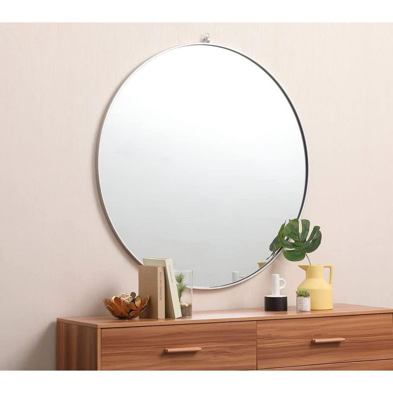 Elegant Lighting Metal frame round mirror with decorative hook 45 inch in Black