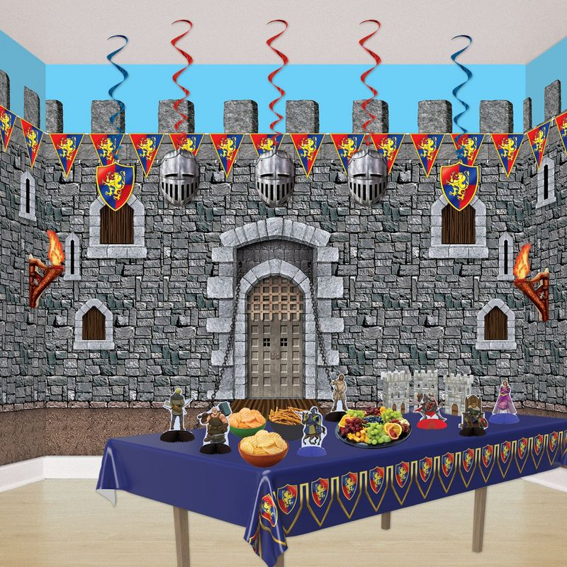 Beistle Medieval Pennant Banner, 11" x 12', (2/Pkg) Multicolored