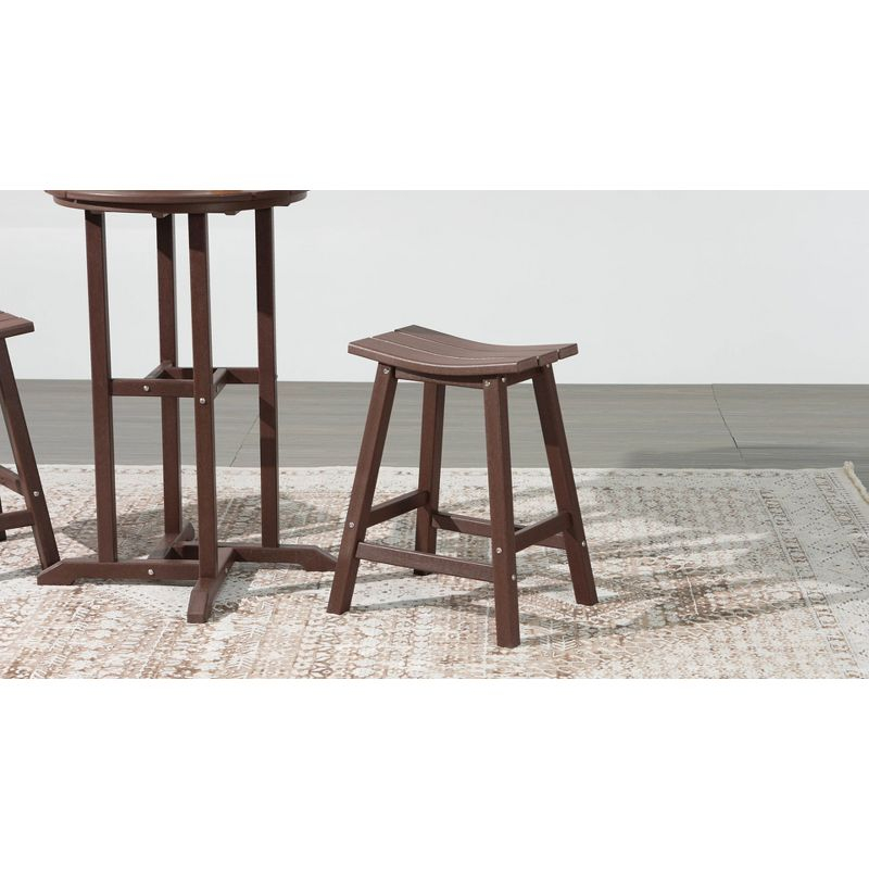WestinTrends Malibu HDPE Outdoor Patio 29" Bar Stool Saddle Seat, Weathered Wood