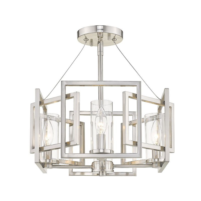 Golden Lighting Marco 4-Light Semi-flush in Pewter with Clear Glass