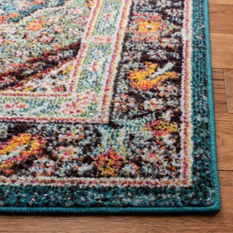Madison 200 MAD252 Power Loomed Indoor Area Rug - Navy/Turquoise - 6'7"x6'7" - Safavieh