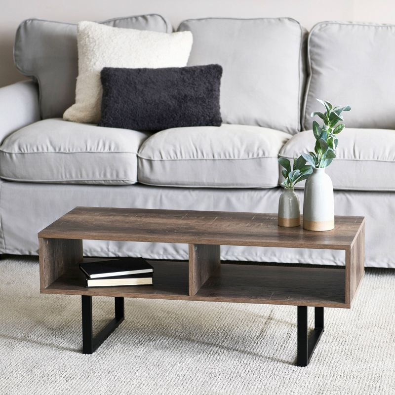 Household Essentials Jamestown TV Stand: Engineered Wood, Iron Frame, for 42" TVs Ashwood