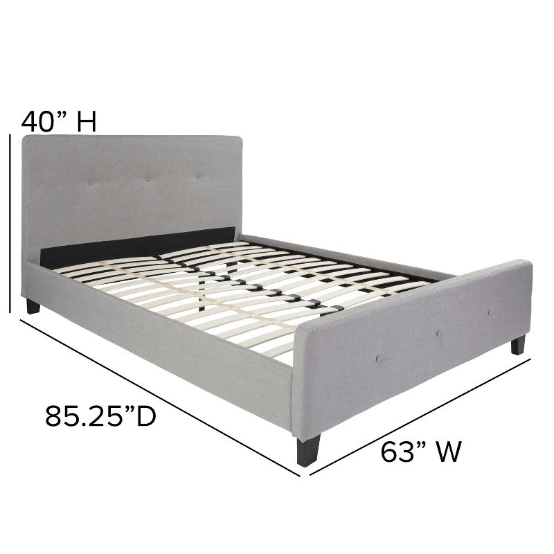 Flash Furniture Tribeca Queen Size Tufted Upholstered Platform Bed in Light Gray Fabric