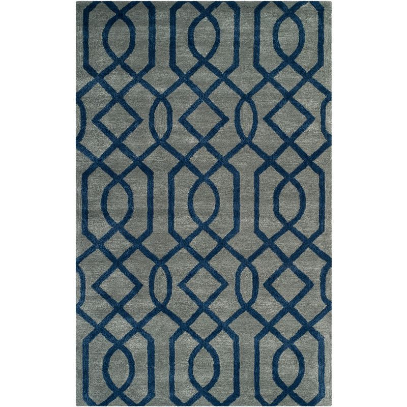 Soho SOH411 Hand Tufted Area Rug - Grey/Dark Blue - 3'6"x5'6" - Safavieh.
