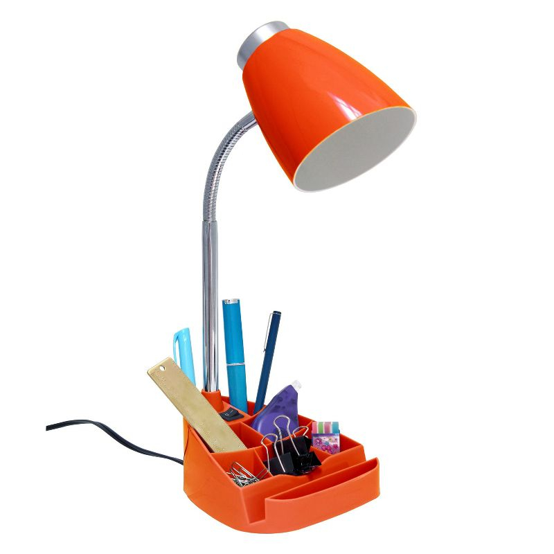 Creekwood Home 18.5" Flexible Gooseneck Organizer Desk Lamp with Phone/iPad/Tablet Stand Orange