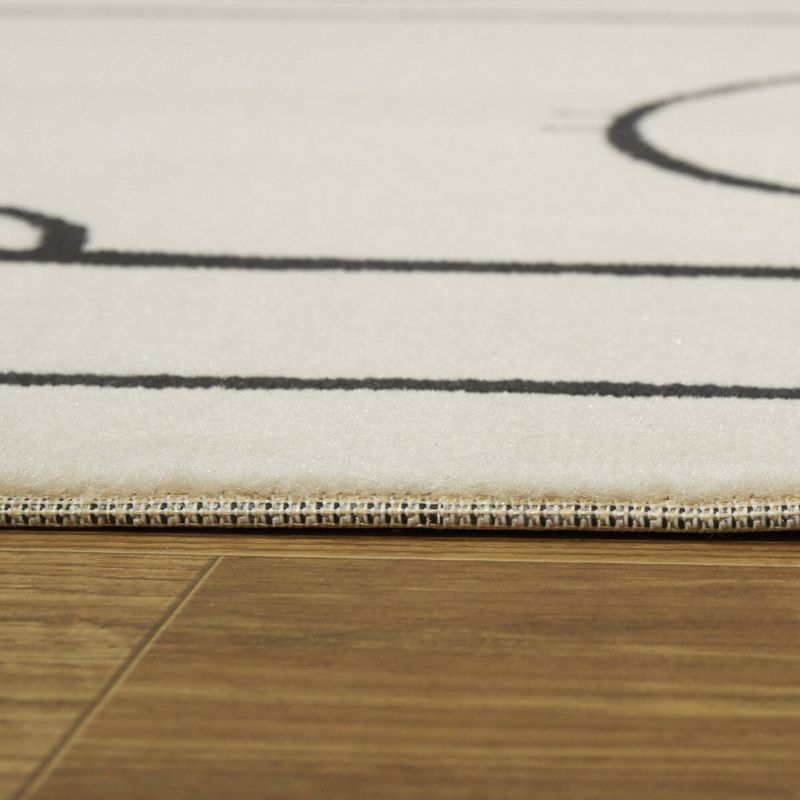 3'11"x5'7" Hockey Time Kids' Rug Cream/Black - Balta Rugs: Kids Area Rug, Hockey Rink Design, Bedroom Decor