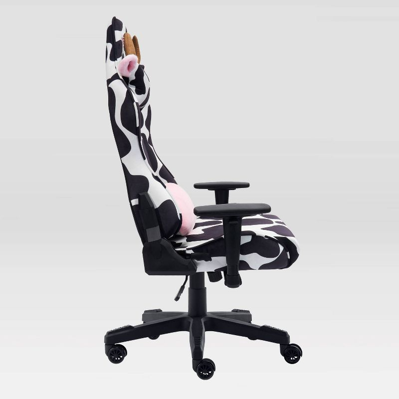 Ts85 Cow Print Luxx Series Gaming Chair Cow - Techni Sport: Velvet Upholstery, Memory Foam, Adjustable