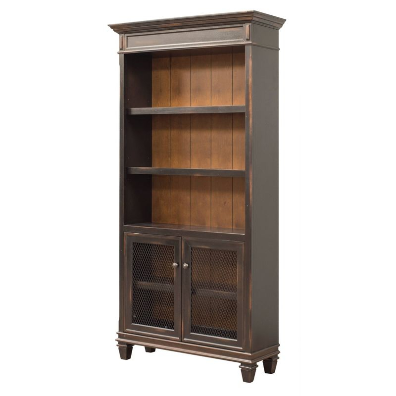 78" Hartford Bookcase with Lower Doors Brown - Martin Furniture: Metal Hardware, Wood Frame, No Assembly Required