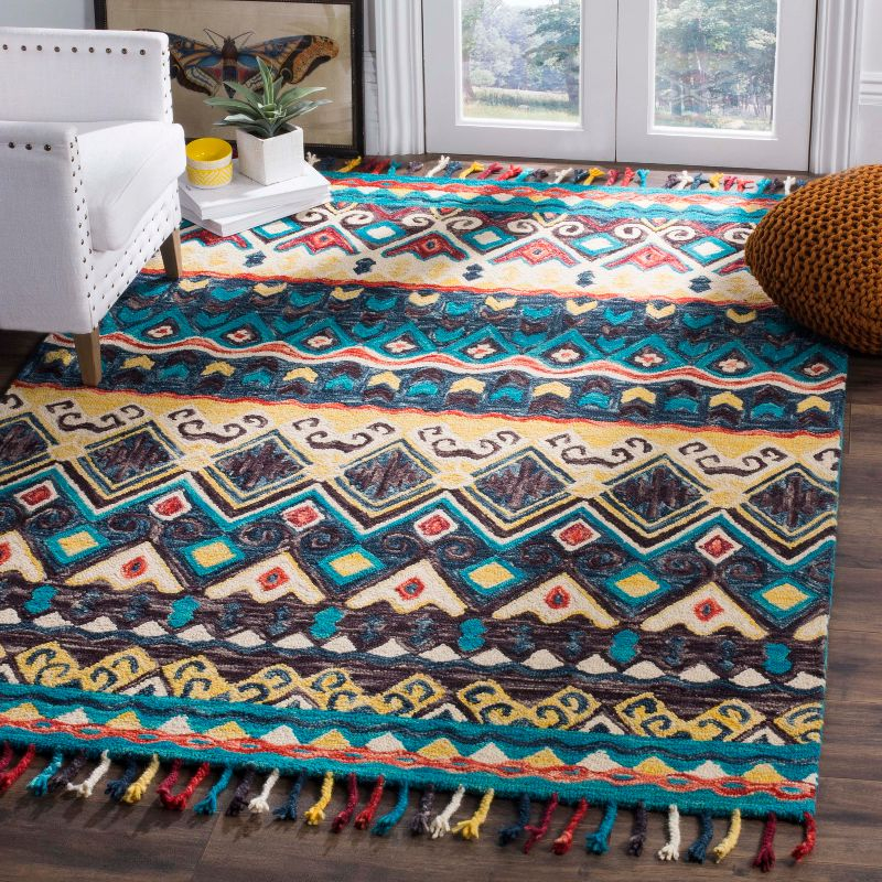 Aspen APN137 Hand Tufted Area Rug - Blue/Red - 3'x5' - Safavieh.