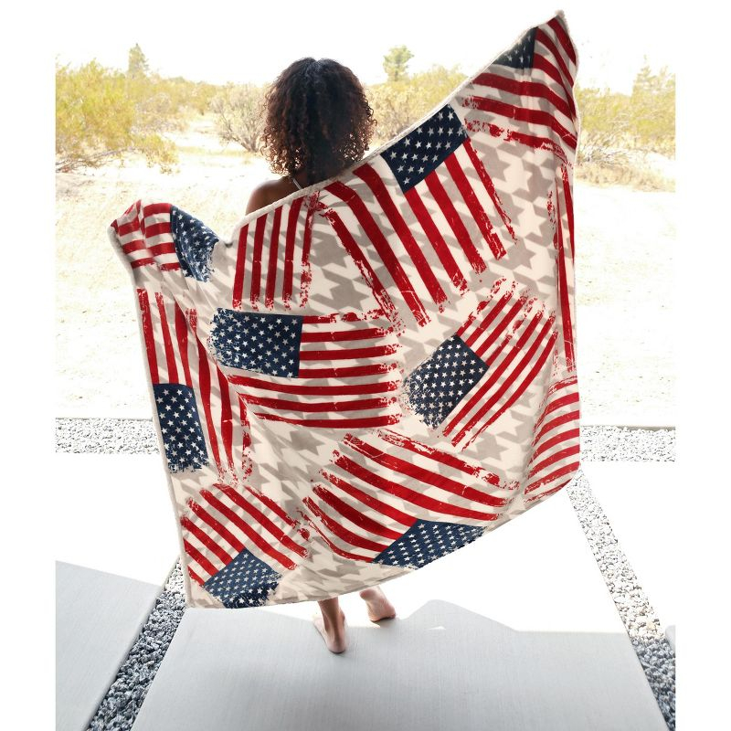 Catalonia Patriotic US Flag Blanket, American National Flag Throws, Reversible Blanket for Couch, 4th of July Citizenship Veteran Gift, 50X60 inches