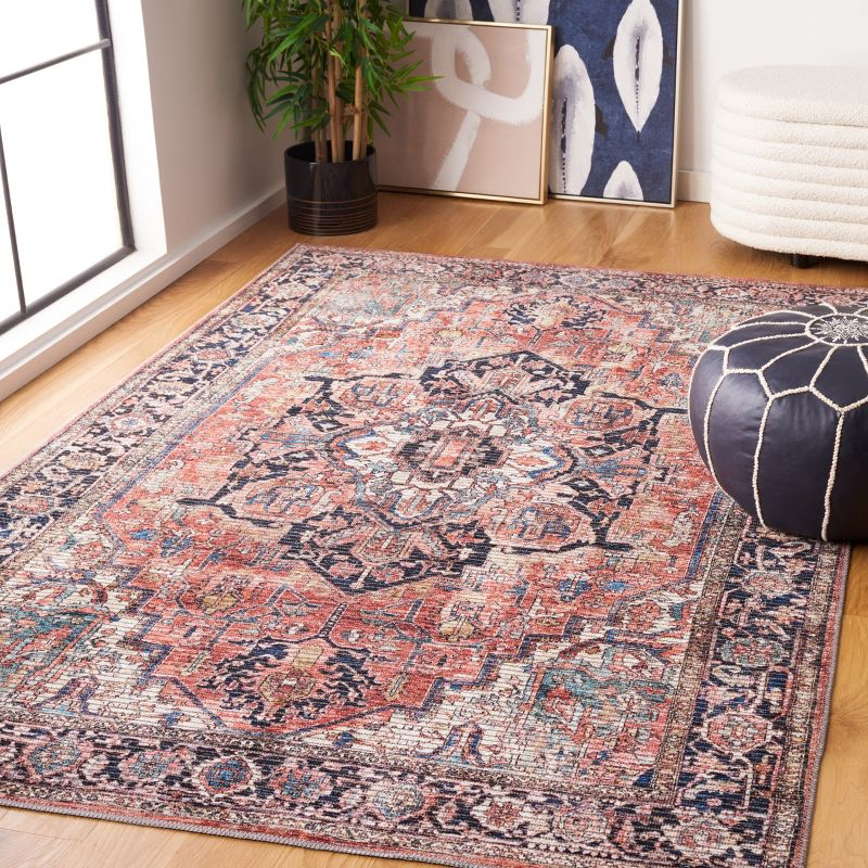 Serapi SEP624 Power Loomed Indoor Area Rug - Rust/Navy - 4'x6' - Safavieh