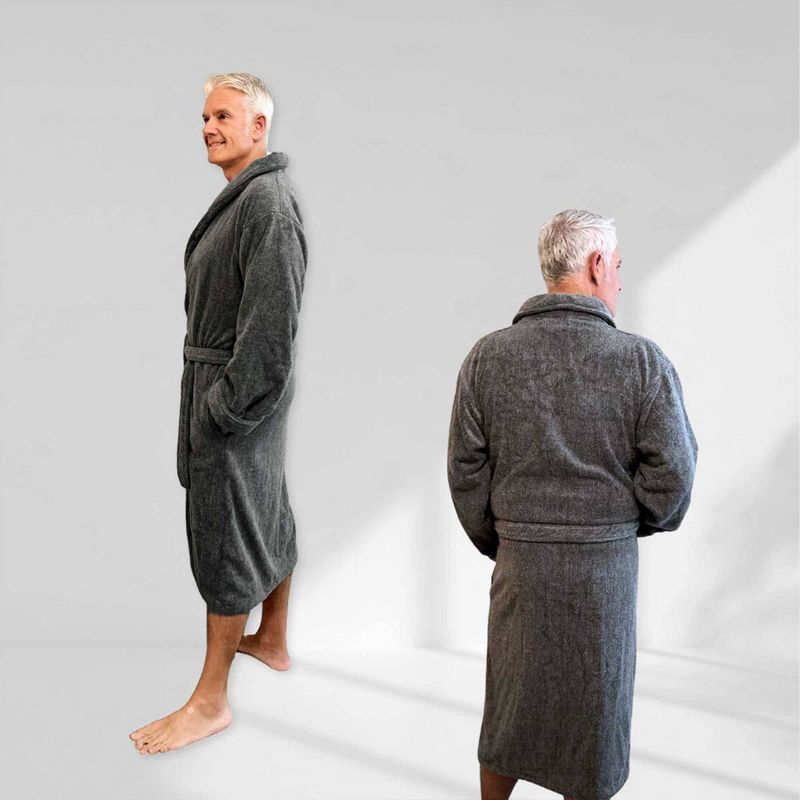 BedVoyage S/M Melange Viscose From Bamboo Cotton Bath Robe Charcoal