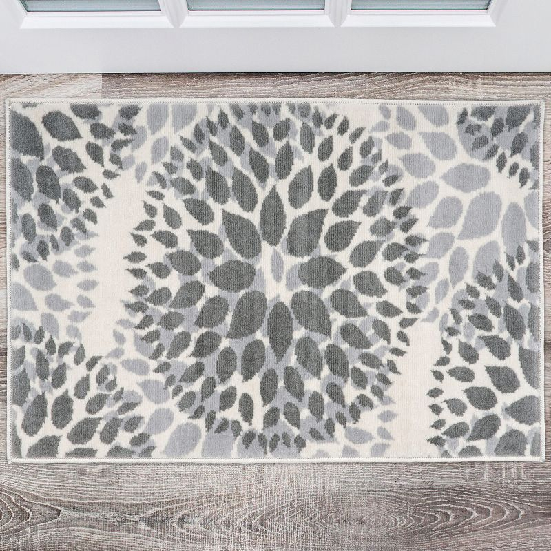World Rug Gallery Modern Floral Circles Gray 2' x 3' Indoor Area Rug