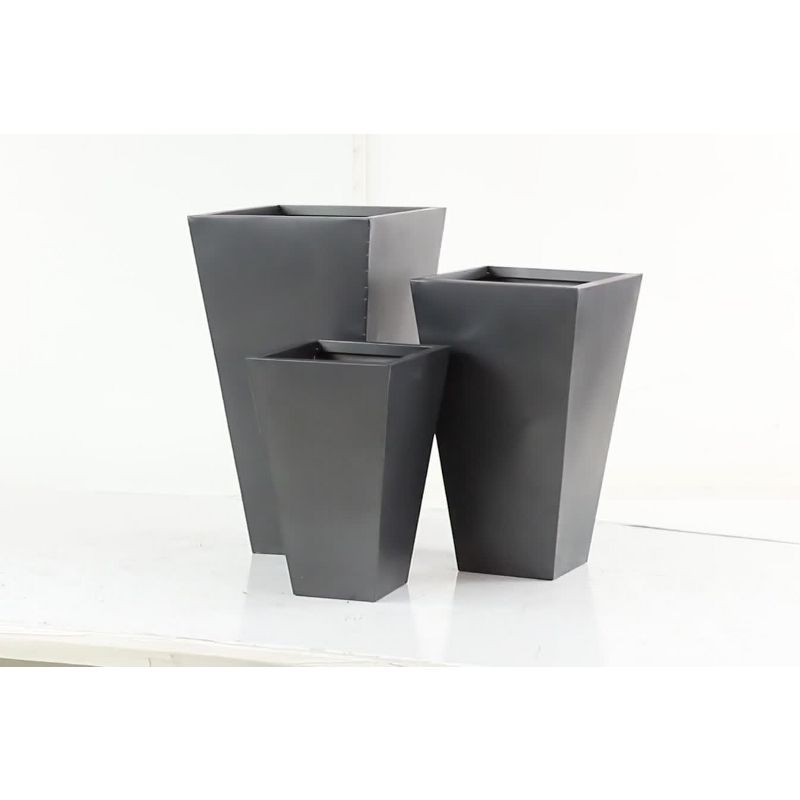 Set of 3 Modern Trapezoidal Iron Planters - Olivia & May: Indoor/Outdoor Freestanding Decor, No Drainage