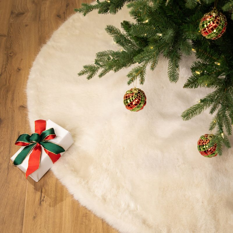 Northlight Faux Fur Christmas Tree Skirt - 72" - Cream