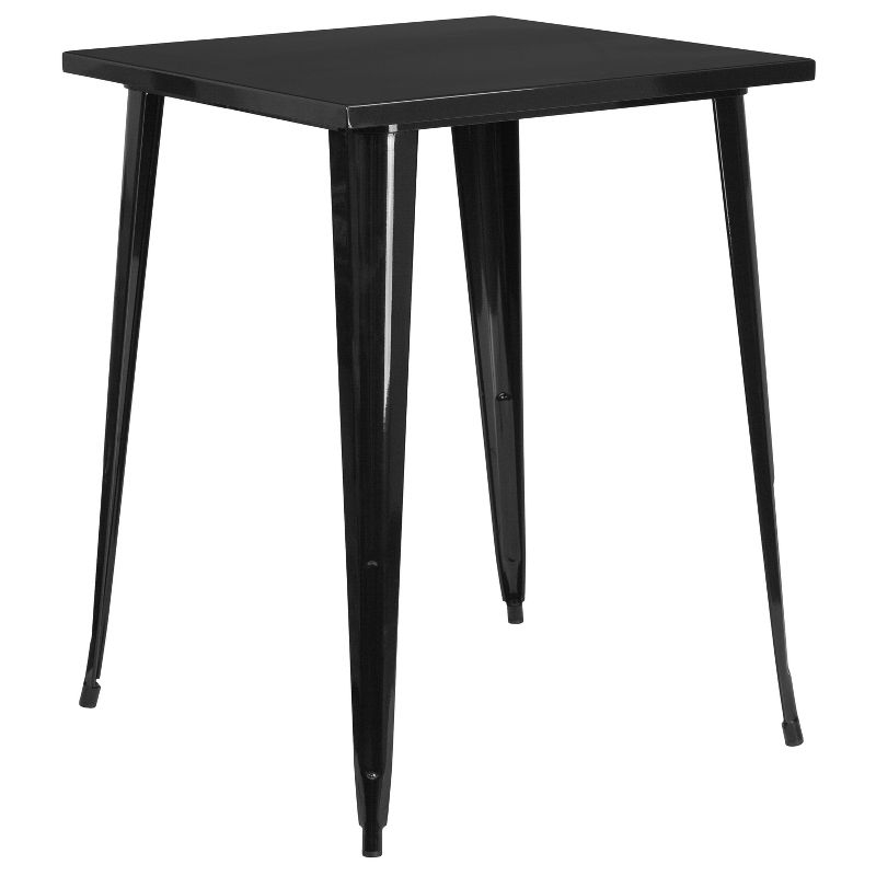 Flash Furniture Commercial Grade 31.5" Square Black Metal Indoor-Outdoor Bar Height Table
