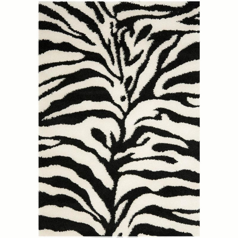 Florida Shag SG452 Power Loomed Indoor Area Rug - Ivory/Black - 5'3"x7'6" - Safavieh.