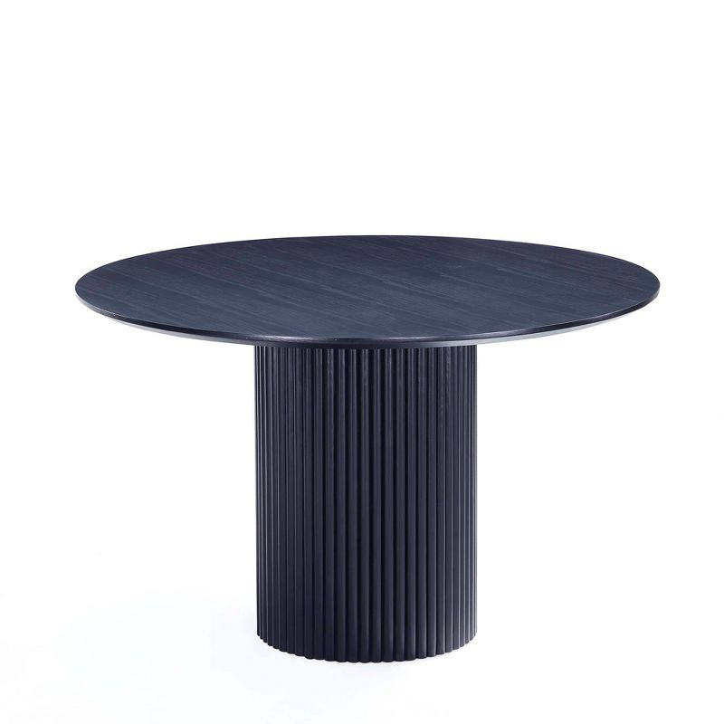 Manhattan Comfort 7pc 59.05" Hathaway and Flor Round Dining Set Black/Gray: Upholstered Chairs, Ash Wood Frame