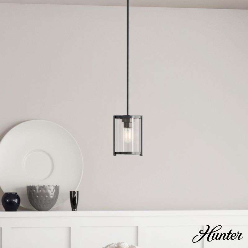 Astwood Clear Glass Mini Pendant Ceiling Light Fixture Matte Black - Hunter Fan: UL Listed, Adjustable Height