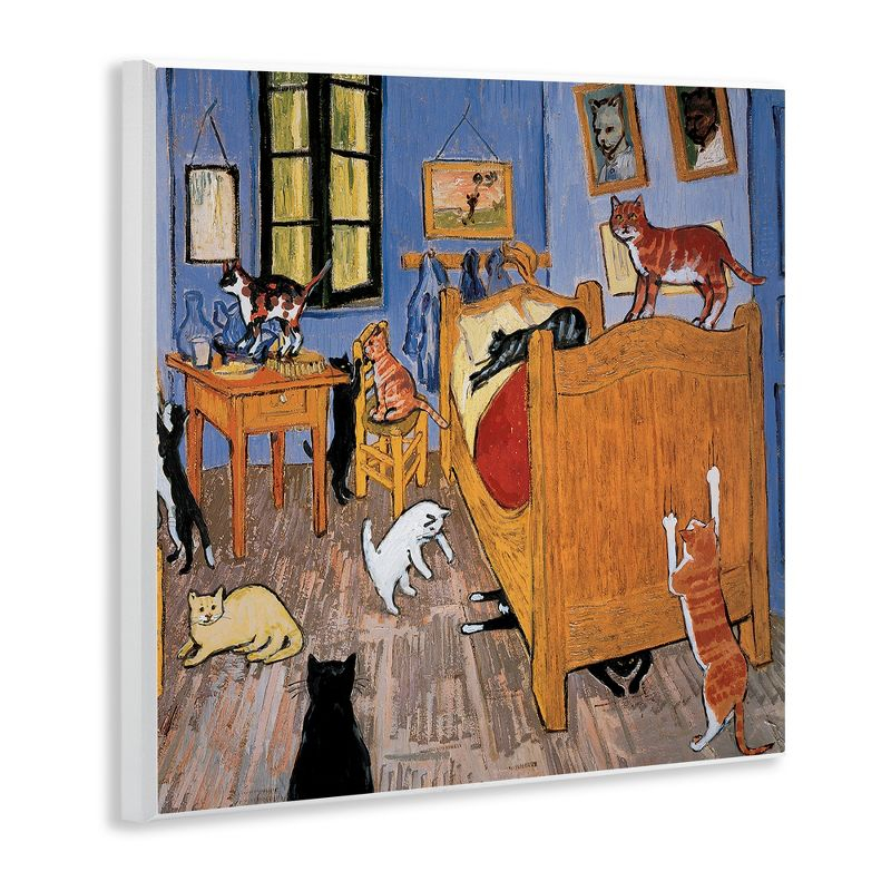 Stupell Industries Cats in Bedroom Classics Parody, 12" x 12"