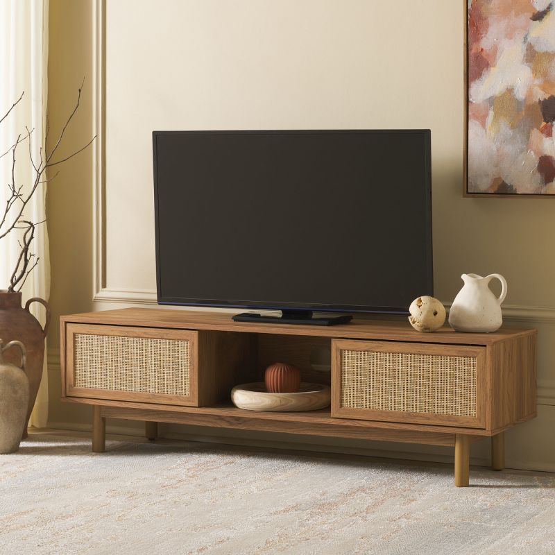 Aino 2 Door Media Stand - Oak/Natural - Safavieh
