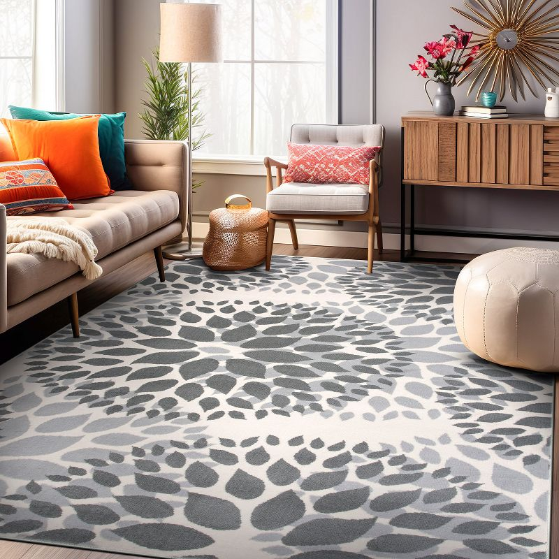 World Rug Gallery Modern Floral Circles Gray 3'1" x 5' Area Rug