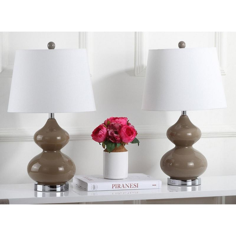 Eva Double Gourd Table Lamp (Set of 2) - 24 Inch Height - LIT4086 - Taupe - Safavieh