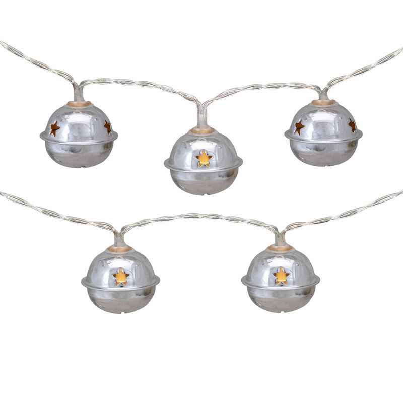 Northlight 10-Count LED Silver Christmas Bells Fairy Lights 5.5ft Clear Wire