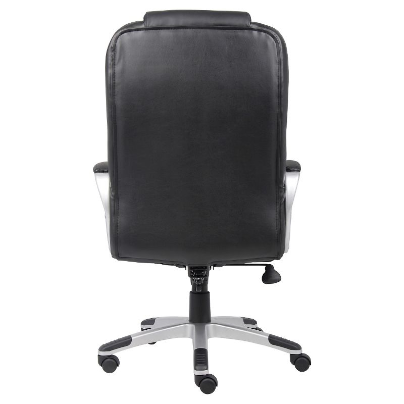 Executive Leatherplus Chair Black - Boss Office Products: High Back, Waterfall Seat, No Tool Assembly
