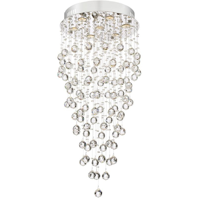 Vienna Full Spectrum Aida Chrome Chandelier Lighting 18" Wide Modern Pouring Crystal Glass Globes 7-Light Fixture for Dining Room House Kitchen Island
