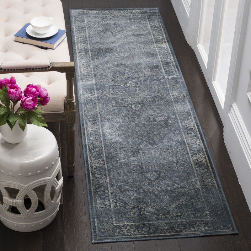 Vintage VTG114 Power Loomed Indoor Skid-Resistant Runner Rug - Blue - 2'2"x8' - Safavieh