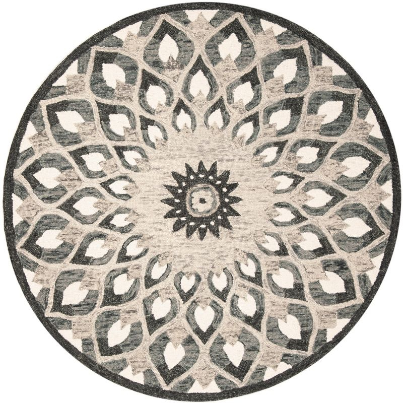Novelty NOV603 Hand Tufted Area Rug - Charcoal/Ivory - 6' Round - Safavieh.