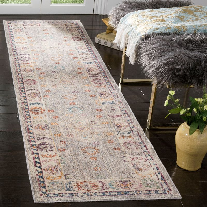 Illusion ILL708 Power Loomed Runner Rug - Light Grey/Cream - 2'3"x8' - Safavieh.