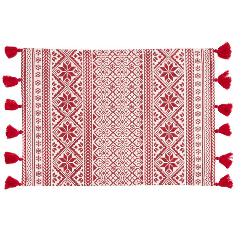 Saro Lifestyle Cotton Placemats With Christmas Pattern (Set of 4)