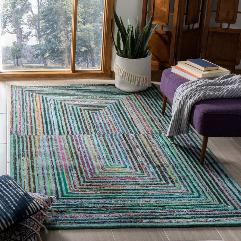 Nantucket NAN603 Hand Tufted Area Rug - Teal - 4'x4' - Safavieh.