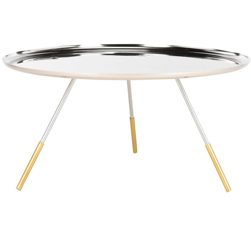Orson Coffee Table with Metal Gold Cap - Silver/Gold - Safavieh