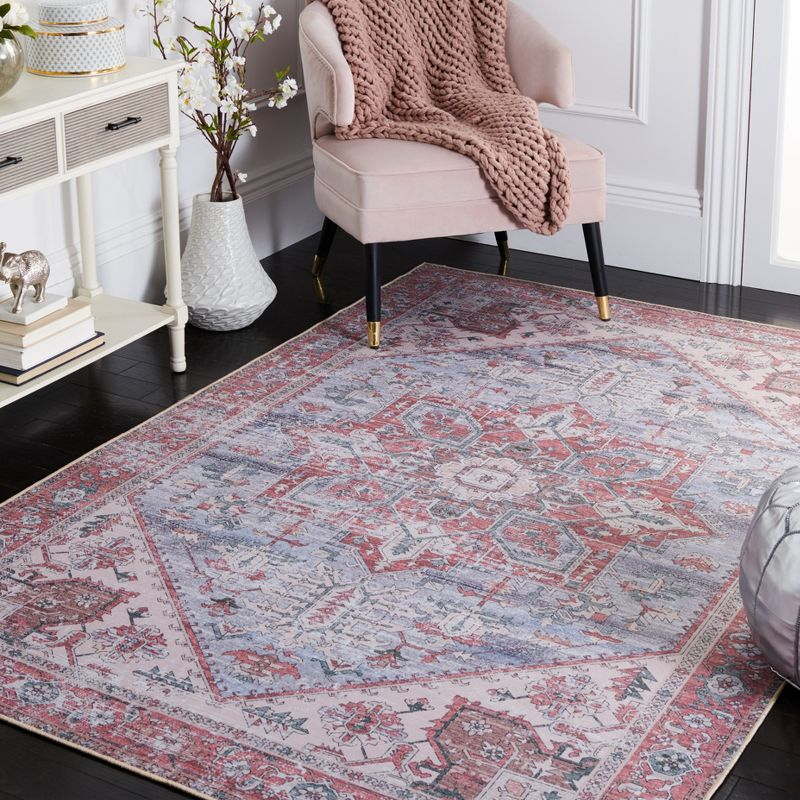 Tucson Vintage Persian TSN102 Power Loomed Machine Washable Skid-Resistant Indoor Area Rug - Grey Blue/Rust - 8'x10' - Safavieh