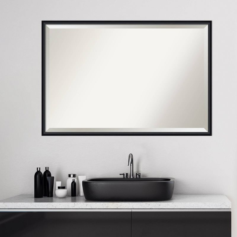 Amanti Art 37" x 25" Lucie Framed Bathroom Vanity Wall Mirror Black : Modern Rectangle, No Assembly Required