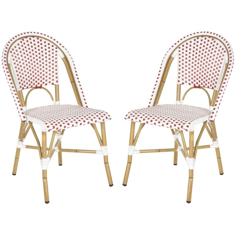 Salcha Side Chair (Set Of 2) - Indoor/Outdoor - FOX5210 - Red/White - Safavieh