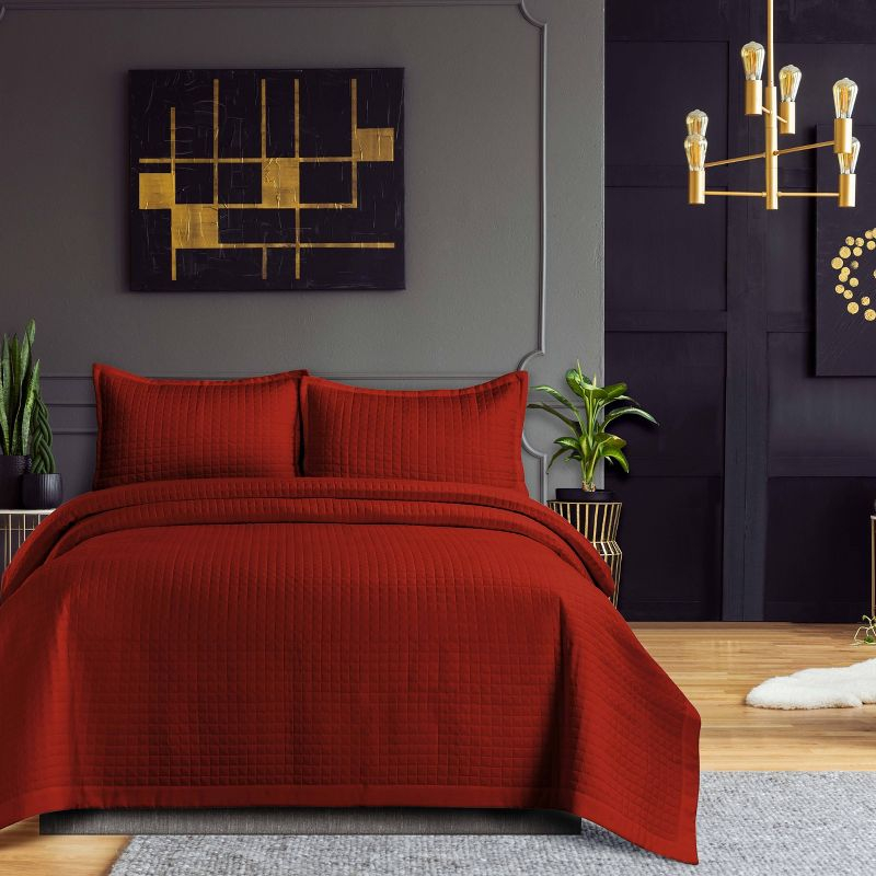Twin Naples Microfiber Quilt Set Rust - Tribeca Living