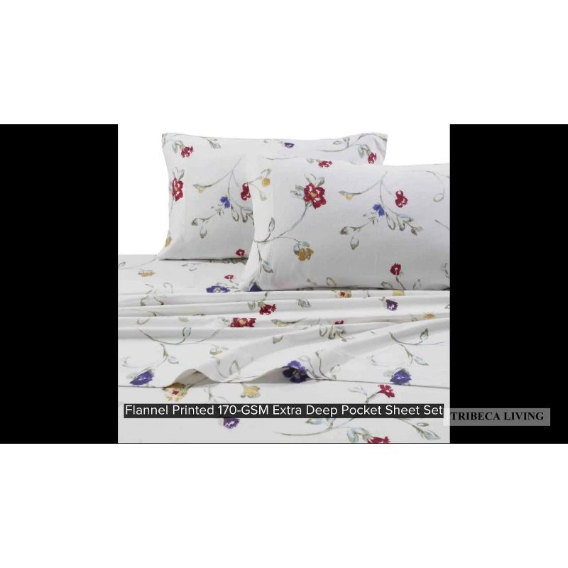 Tribeca Living Printed Cotton Flannel Extra Deep Pocket Sheet Set Queen - Navy/White: Cozy Winter Bedding with Snowmen & Trees