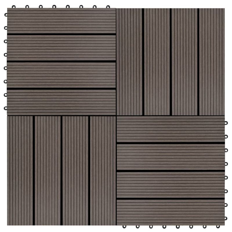 VidaXL 11 Pieces Decking Tiles WPC 11.8" x 11.8" 1 Sqm
