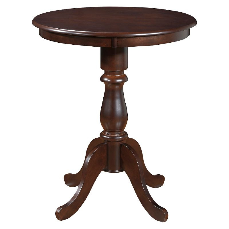 Carolina Living 30" Salem Round Pedestal Bar Table Espresso: MDF, Rubberwood, for 2
