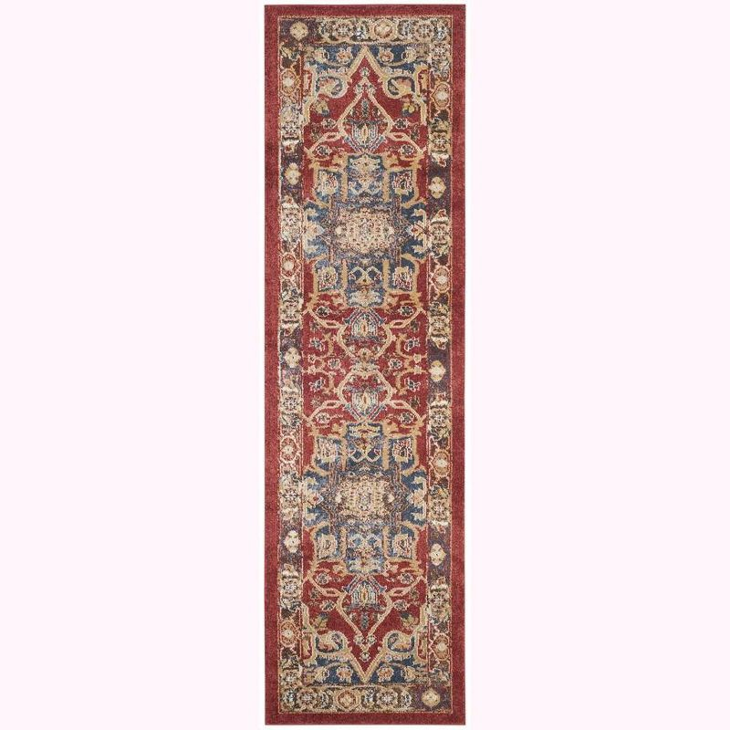 Bijar BIJ605 Power Loomed Indoor Runner Rug - Red/Royal - 2'3"x6' - Safavieh