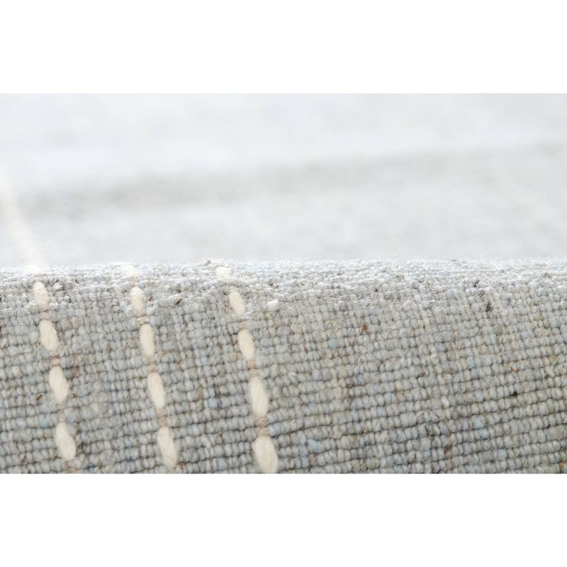 Momeni 3'6"x5'6" Oliver Striped Border Handloomed Area Rug Light Blue: Geometric Wool & Polyester, Low Pile, Indoor Use