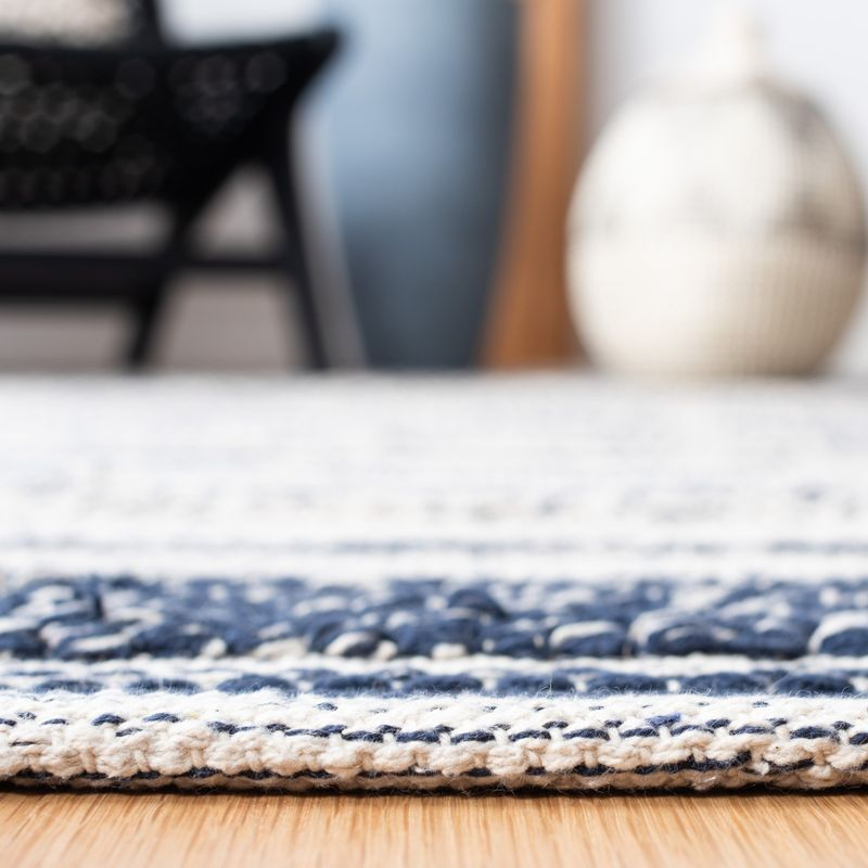 Striped Kilim STK517 Hand Woven Area Rug - Ivory/Navy - 7'x7' - Safavieh.